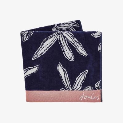 The Rug Seller Crayon Floral Cotton Bath Towels By Joules in Comet Blue&nbsp;70x130cm
