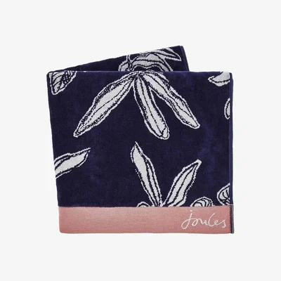 The Rug Seller Crayon Floral Cotton Bath Towels By Joules in Comet Blue&nbsp;70x130cm