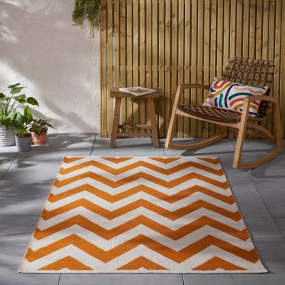 The Rug Seller Brittany Chevron Flatweave Indoor Outdoor Rugs in Orange120x170cm