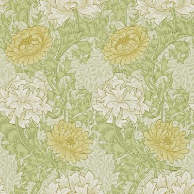 The Rug Seller Chrysanthemum Wallpaper 212545 by Morris & Co in Pale Olive&nbsp;Roll