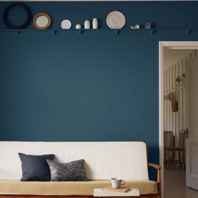 The Rug Seller Water Based Acrylic Eggshell Paint by Morris & Co in Emery Blue2.5