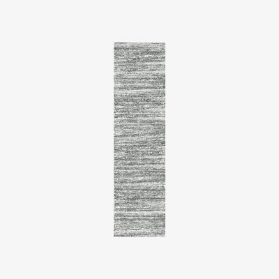 The Rug Seller Mehari Shaggy Striped Runner Rugs 23094 6258 in Grey&nbsp;67x240cm