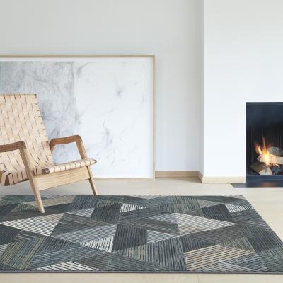 The Rug Seller Canyon Geometric Carved 52047 5555 Rugs in Midnight Black&nbsp;133x195cm