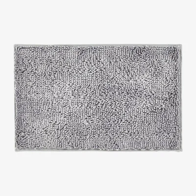 The Rug Seller Velvet Noodle Bath Mats by Dip and Drip in Silver&nbsp;50x80cm