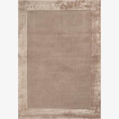 The Rug Seller Ascot Plain Modern Bordered Wool Rugs in Sand Beige&nbsp;120x170cm
