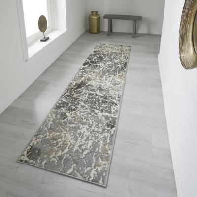 The Rug Seller Zoe 2060 L Runner Rugs in Abstract Distressed Grey&nbsp;60x230cm