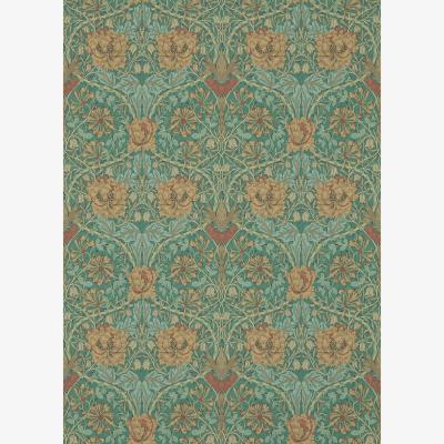 The Rug Seller Honeysuckle and Tulip 214704 Wallpaper by Morris & Co in Emerald Russet&nbsp;Roll