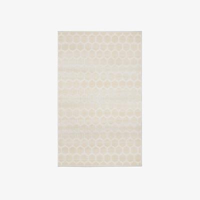 The Rug Seller Manipur Geometric Hexagon Rugs in Natural by Designers Guild