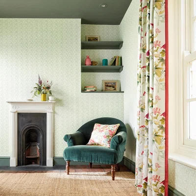 The Rug Seller Yarton Wallpaper 216887 by Sanderson in Moss Green&nbsp;Roll