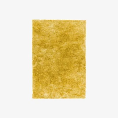 The Rug Seller Whisper Shiney Plain Shaggy Rugs in Yellow&nbsp;65x135cm