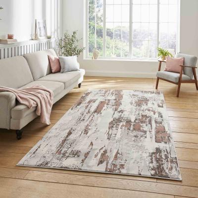The Rug Seller Apollo GR579 Modern Abstract Distressed Rugs in Grey Rose Pink160x220cm