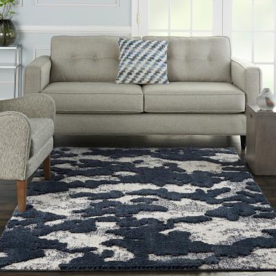 The Rug Seller Zermatt Designer Print Rugs ZER01 in Blue Grey by Nourison