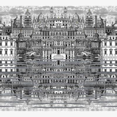 The Rug Seller Riflesso Wallpaper 20040 by Cole & Son in Black White&nbsp;Roll