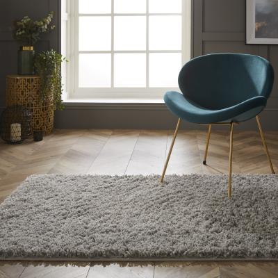 The Rug Seller Larissa Washable Plain Shaggy Rug in Ghost Grey80x120cm