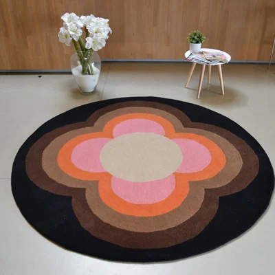 The Rug Seller Sunflower Circle Rugs 60005 in Pink by Orla Kiely&nbsp;150x150cm