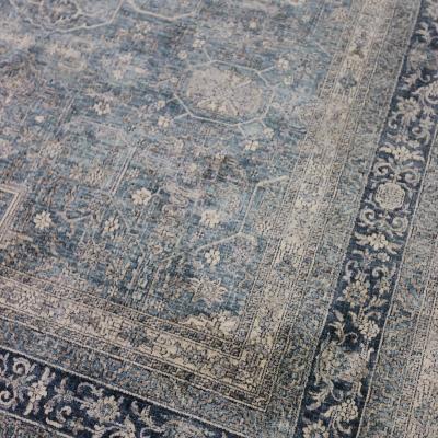The Rug Seller Heritage Tabriz Traditional Distressed Medallion Rug in Blue