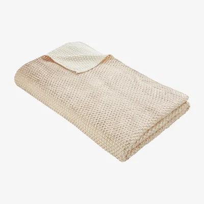 The Rug Seller Knit Cotton Throw By Tess Daly in Rose Gold&nbsp;130x170cm