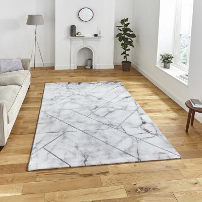 The Rug Seller Craft 23299 Marble Effect Rugs in Ivory Silver Grey&nbsp;120x170cm