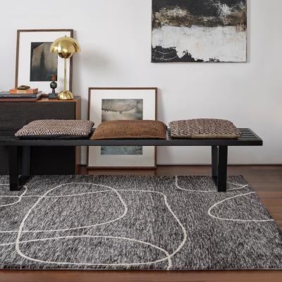 The Rug Seller Mason Linear Modern Abstract Rugs in Black Cream160x230cm