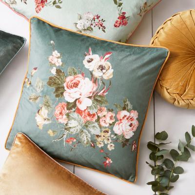 The Rug Seller Rosemore Floral Cushion by Laura Ashley in Fern Green50x50cm