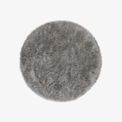 The Rug Seller Faux Fur Sheepskin Circle Round in Grey