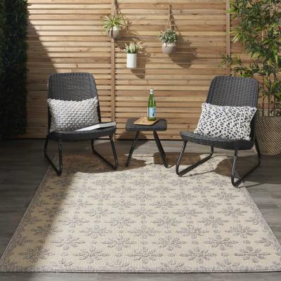 The Rug Seller Cozumel CZM03 Indoor Outdoor floral Rugs in Cream