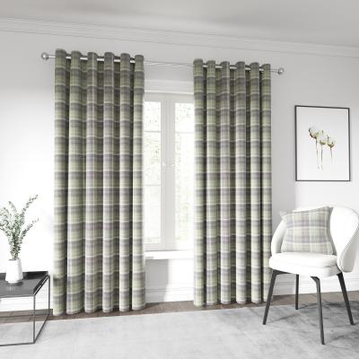 The Rug Seller Harriet Check Curtains by Helena Springfield in Grape Linen&nbsp;229x183cm
