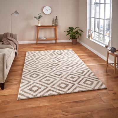 The Rug Seller Elegant Geometric Pattern Rugs 4893 in Beige and White&nbsp;120x170cm