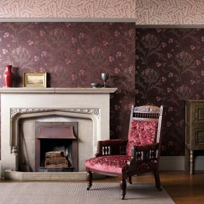 The Rug Seller Artichoke Wallpaper 210355 by Morris & Co in Wine Red&nbsp;Roll