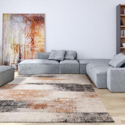 The Rug Seller Kuza Lines Modern Distressed Rug in Terracotta Orange&nbsp;200x290cm