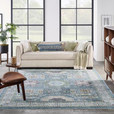 The Rug Seller Ankara Global Vintage Rugs ANR17 by Nourison in Ivory Light Blue