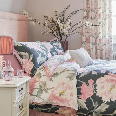 The Rug Seller Peonies Bedding Set by Laura Ashley in Dark Smoke Grey137x200cm