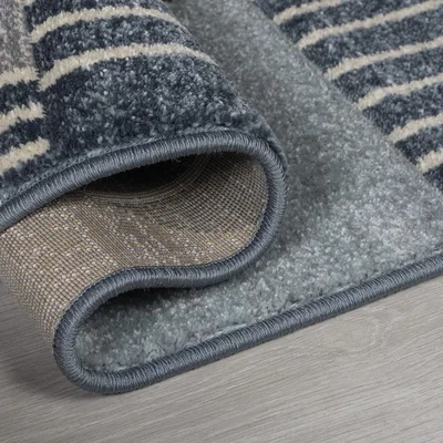 The Rug Seller Modern Geometric Hand Carved Velocity Rugs in Blue Grey