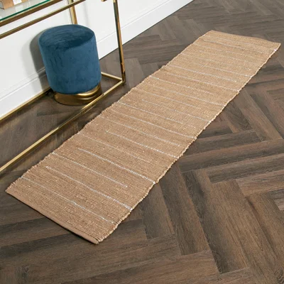 The Rug Seller Bali Coastal Stripe Jute Runner Rug in Natural60x230cm