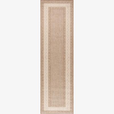 The Rug Seller Greek Key Flatweave Anti Slip Hallway Runners in Brown&nbsp;60x230cm