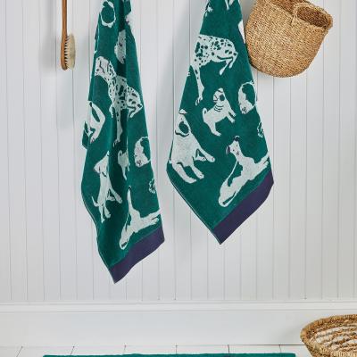 The Rug Seller Dogs Of Welland Cotton Towels by Joules in Green&nbsp;50x90cm