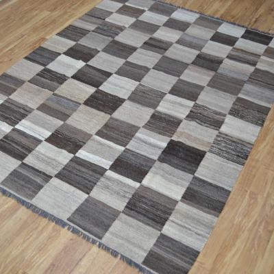 The Rug Seller Check Kelim Rug in Beige and Brown