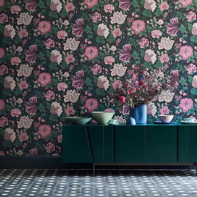 The Rug Seller Midsummer Bloom Wallpaper 116 4015 by Cole & Son in Mulberry Purple and TealRoll