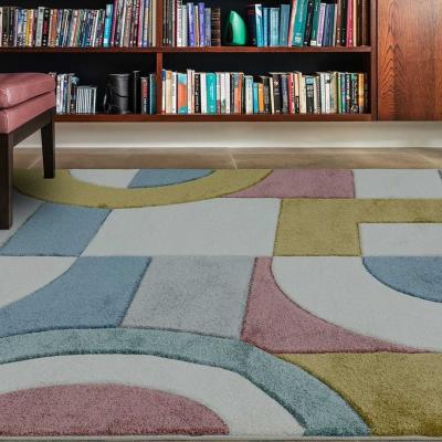 The Rug Seller Sketch Retro Geometric Rugs in SK08  Pastel Multi