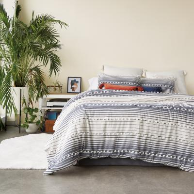 The Rug Seller Yarn Dyed Tufted Stripe Bedding by Peri Home in Indigo Blue&nbsp;74cmx48cm