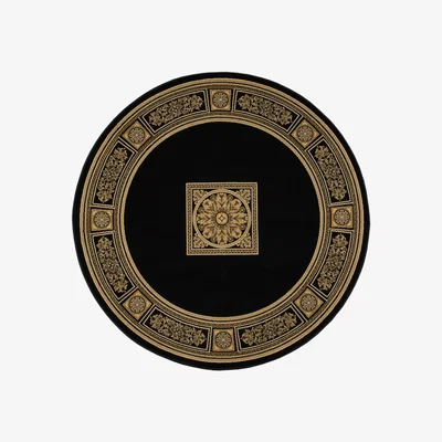 The Rug Seller Da Vinci Round Circle Traditional Rugs 57801 3233 in Black