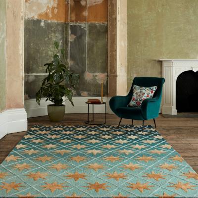 The Rug Seller Atlas Sky Wool Rugs By Designer Matthew Williamson in Green