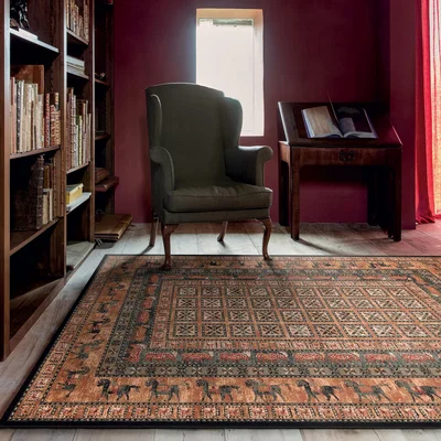 The Rug Seller Royal Kashqai Traditional Bordered Wool Rugs in 4301 500 Navy Blue&nbsp;240x340cm