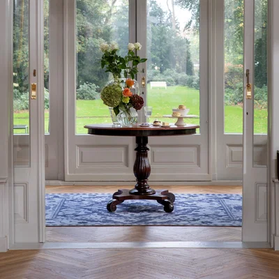 The Rug Seller Newborough Jacquard 081608 Rug by Laura Ashley in Dark Seaspray Blue&nbsp;250x350cm