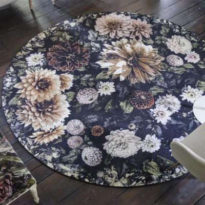 The Rug Seller Dahlia Noir Circle Rug in Slate by Designers Guild