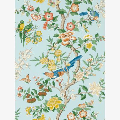 The Rug Seller Chinoiserie Hall Wallpaper 217112 by Morris & Co in Dawn Blue Persimmon&nbsp;Roll