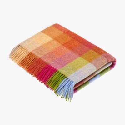 The Rug Seller Crawford Check Pure Wool Throw by LuxeTapi in Sunshine Multi140x185cm