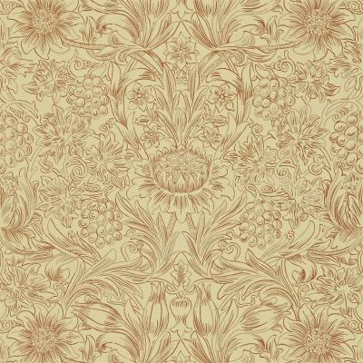 The Rug Seller Sunflower Wallpaper 210473 by Morris & Co in Church Red BiscuitRoll