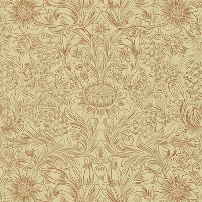 The Rug Seller Sunflower Wallpaper 210473 by Morris & Co in Church Red BiscuitRoll