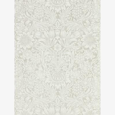 The Rug Seller Pure Sunflower Wallpaper 216049 by Morris & Co in Chalk Silver&nbsp;Roll